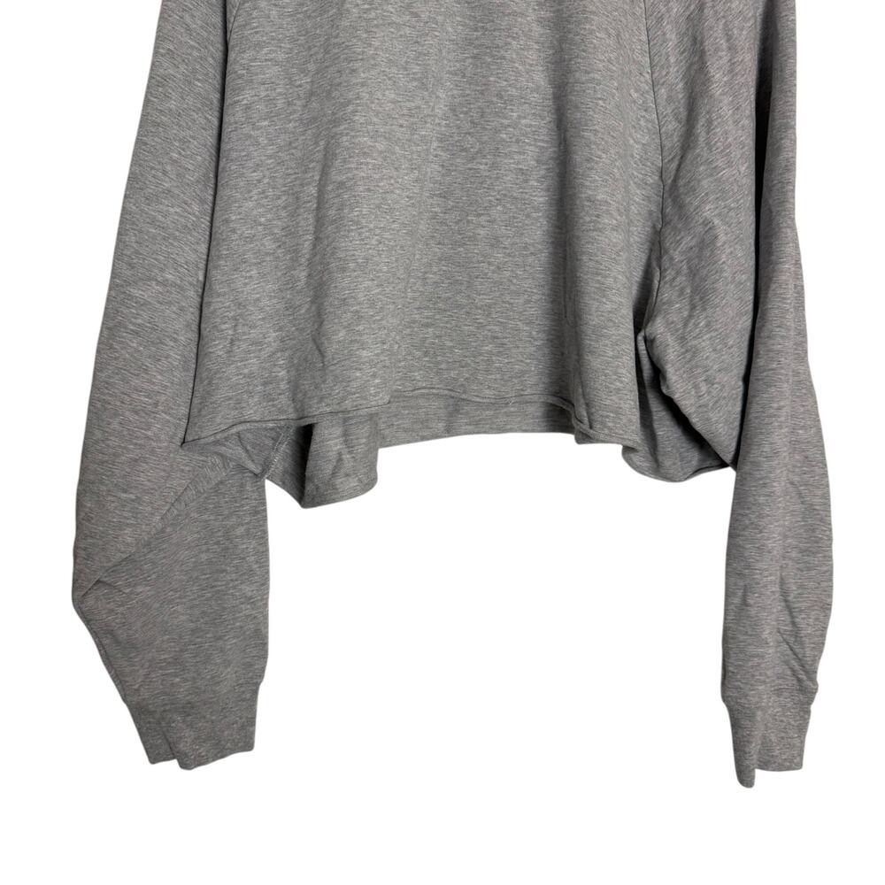 Alo Yoga Gray Double Take Raglan Long Sleeve Cropped Pullover Sweatshirt L - Picture 4 of 7